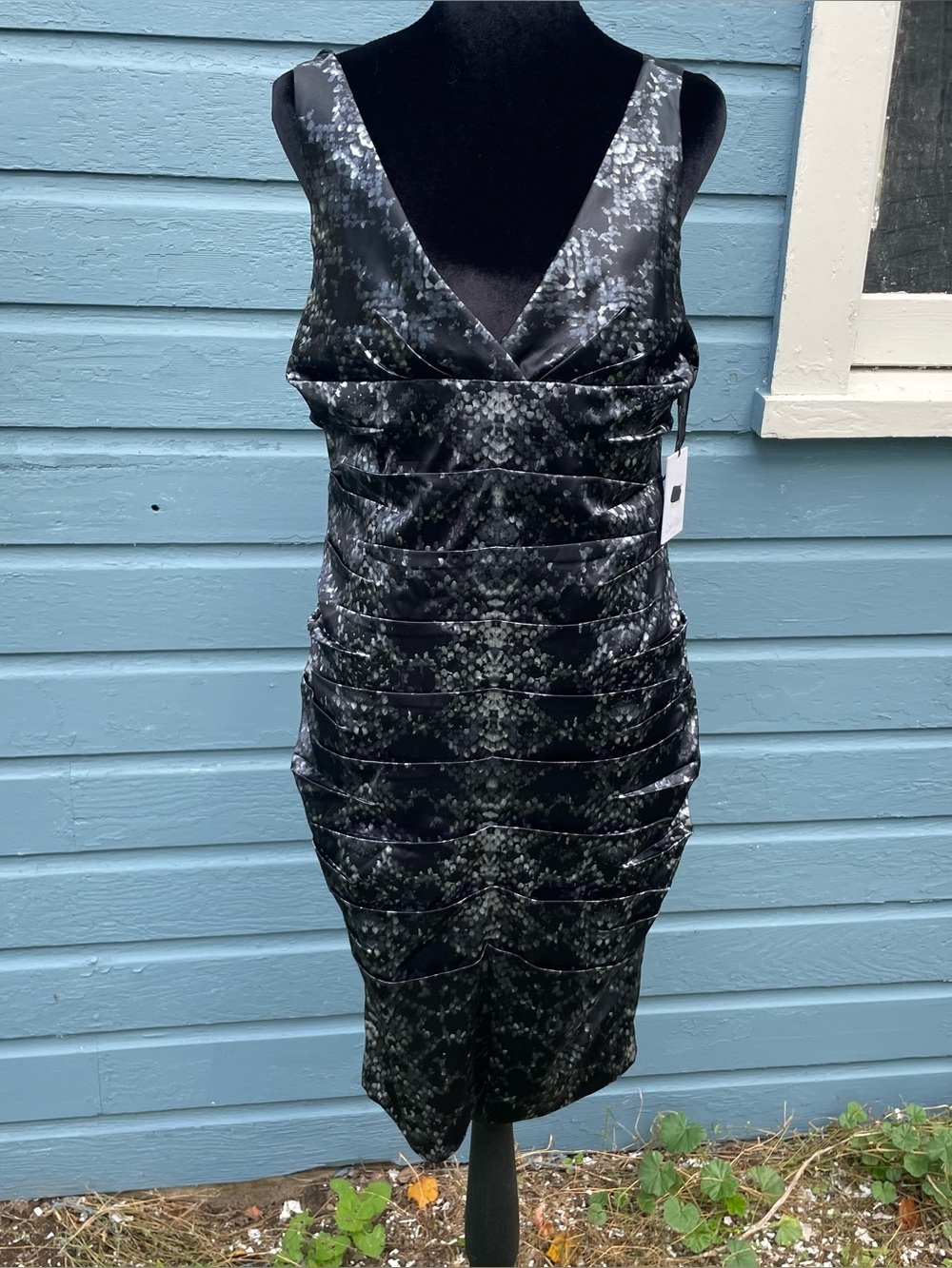 NWT Calvin Klein Ruched Tank Cocktail Dress Snakeskin 2010s Sz 10 Mobwife Formal